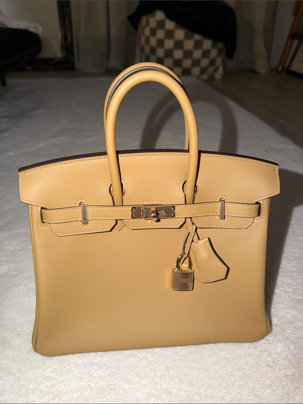 Hermes Birkin 25 Swift Leather Permabrass hardware (champagne) in Dune Color
